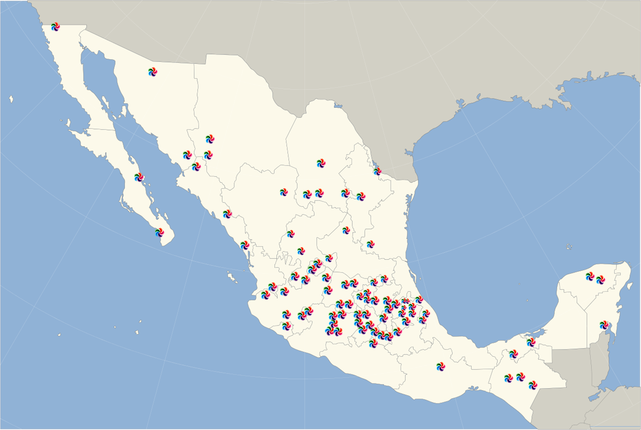 MAPA DE LOS 121 PUEBLOS MÁGICOS de MÉXICO 2020